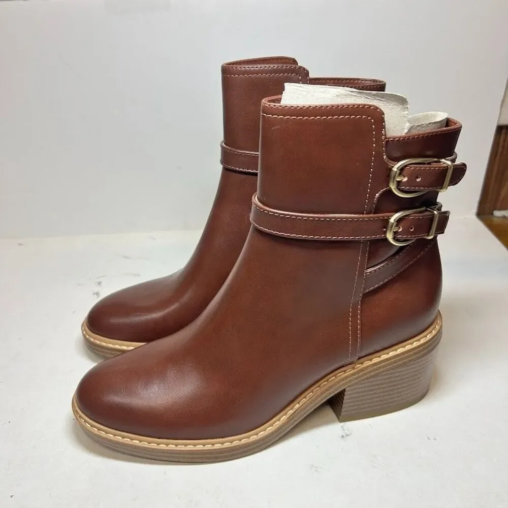 Marc Fisher Womens 7 M Dark Brown Marieta Faux Leather Ankle Booties DISPLAY RJ9